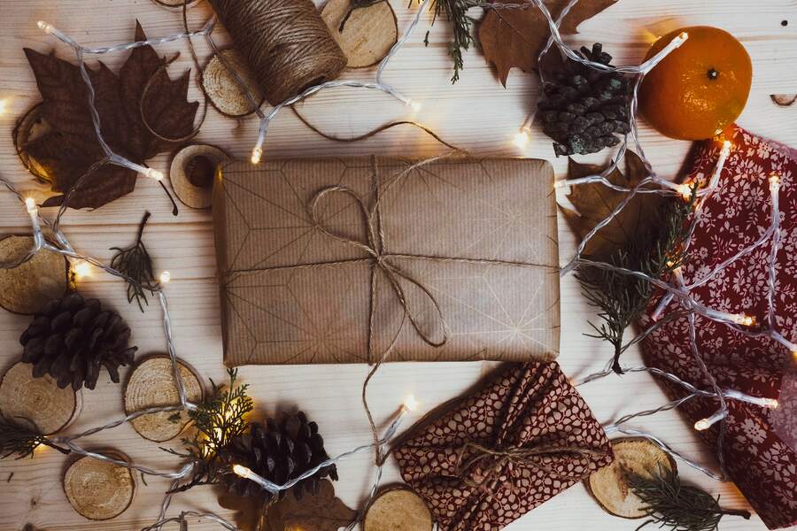 A gift wrapped in paper.